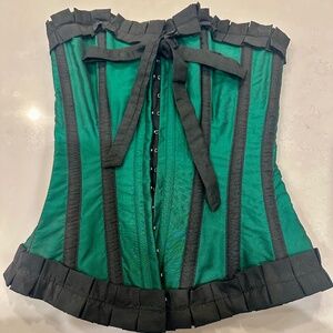 Burleska Size US 2-4 (22) Lily Green Taffeta Overbust Lace Up Corset